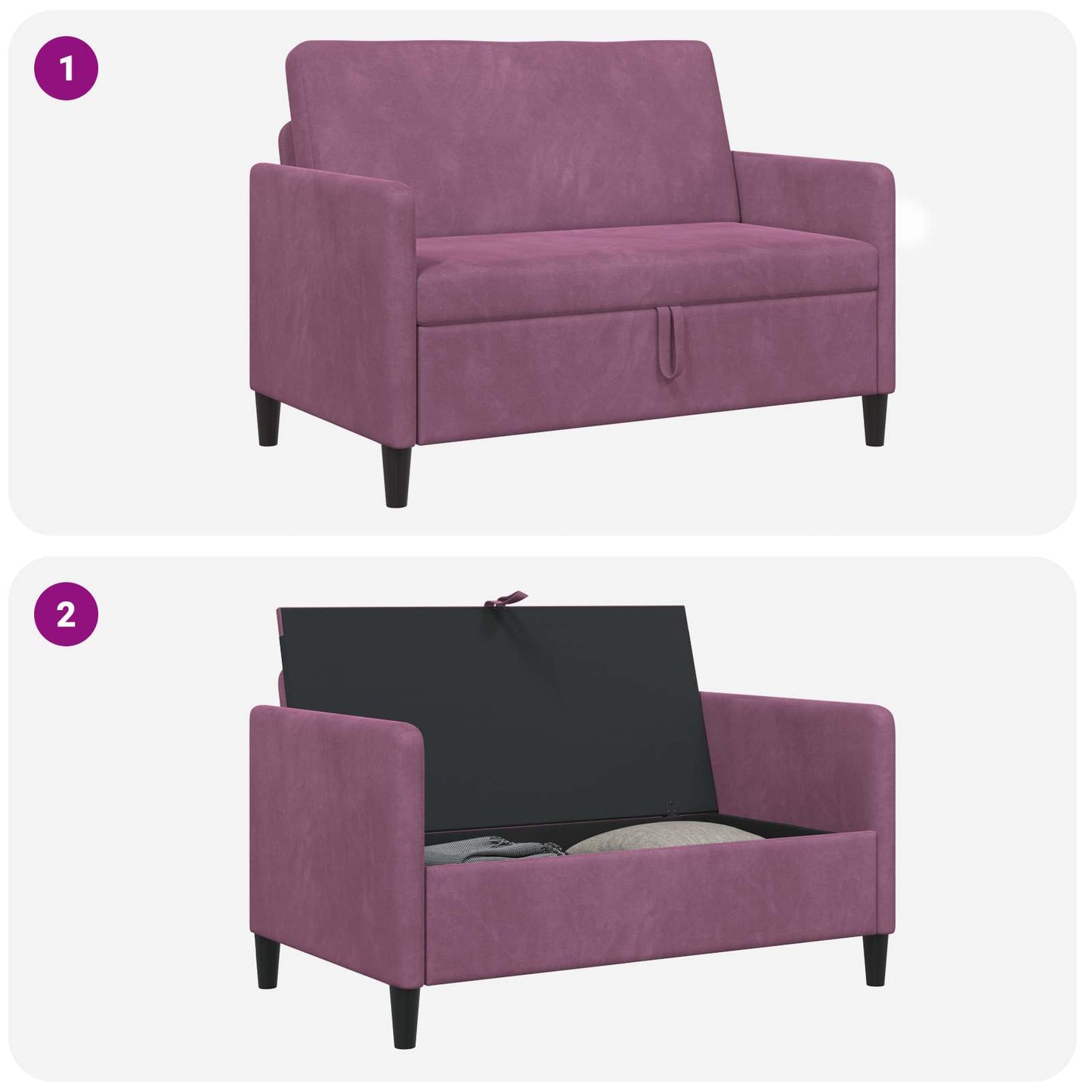 Sofa med opbevaring Lilla 122 x 78 x 87 cm Polyester