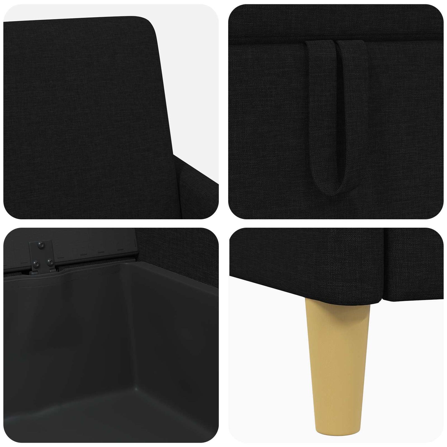 Sofa med opbevaring Sort 152 x 78 x 87 cm Polyester