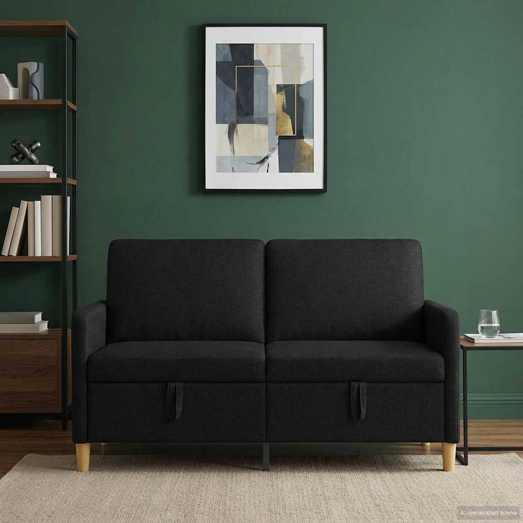 Sofa med opbevaring Sort 152 x 78 x 87 cm Polyester