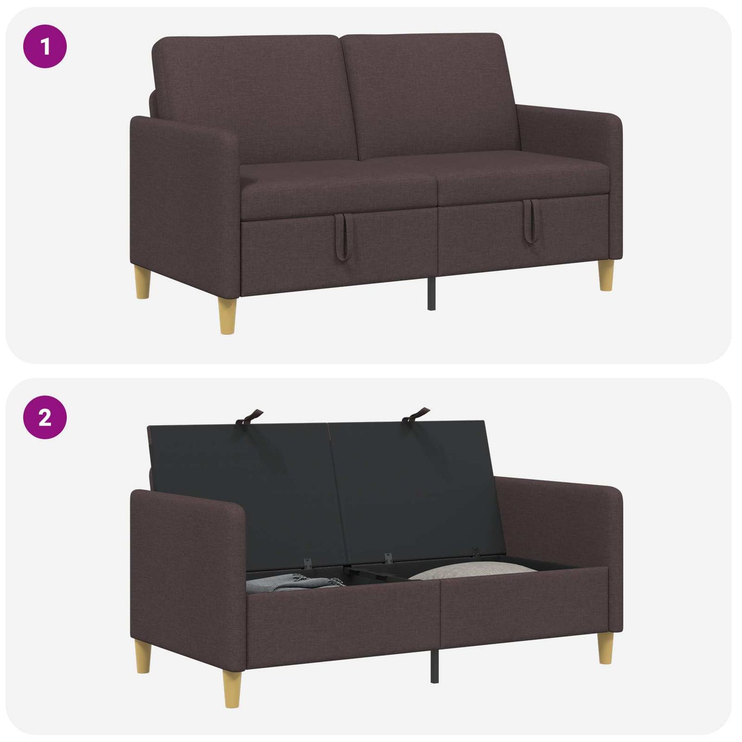 Sofa med opbevaring Mørk Brun 152 x 78 x 87 cm Polyester