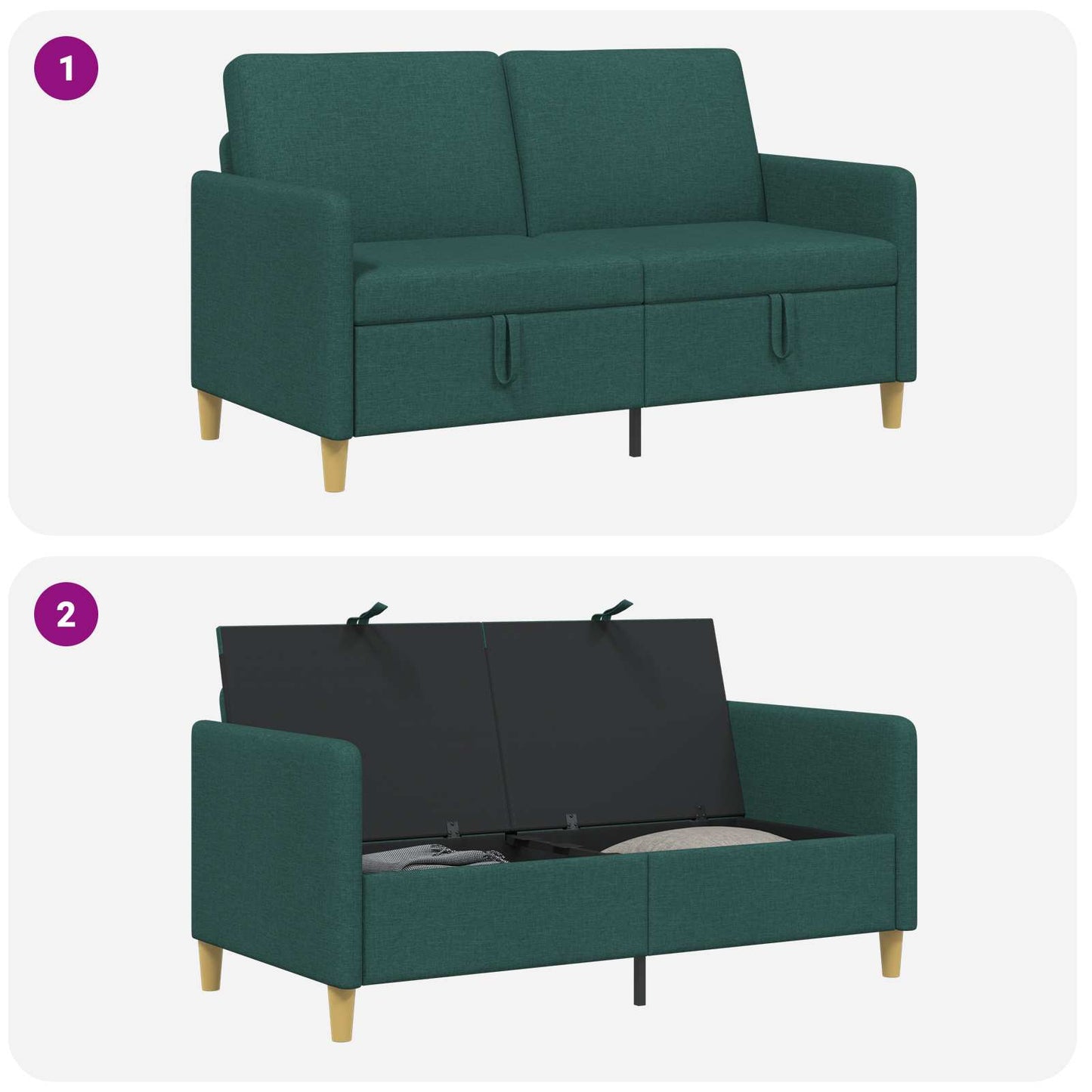 Sofa med opbevaring Mørkegrøn 152 x 78 x 87 cm Polyester