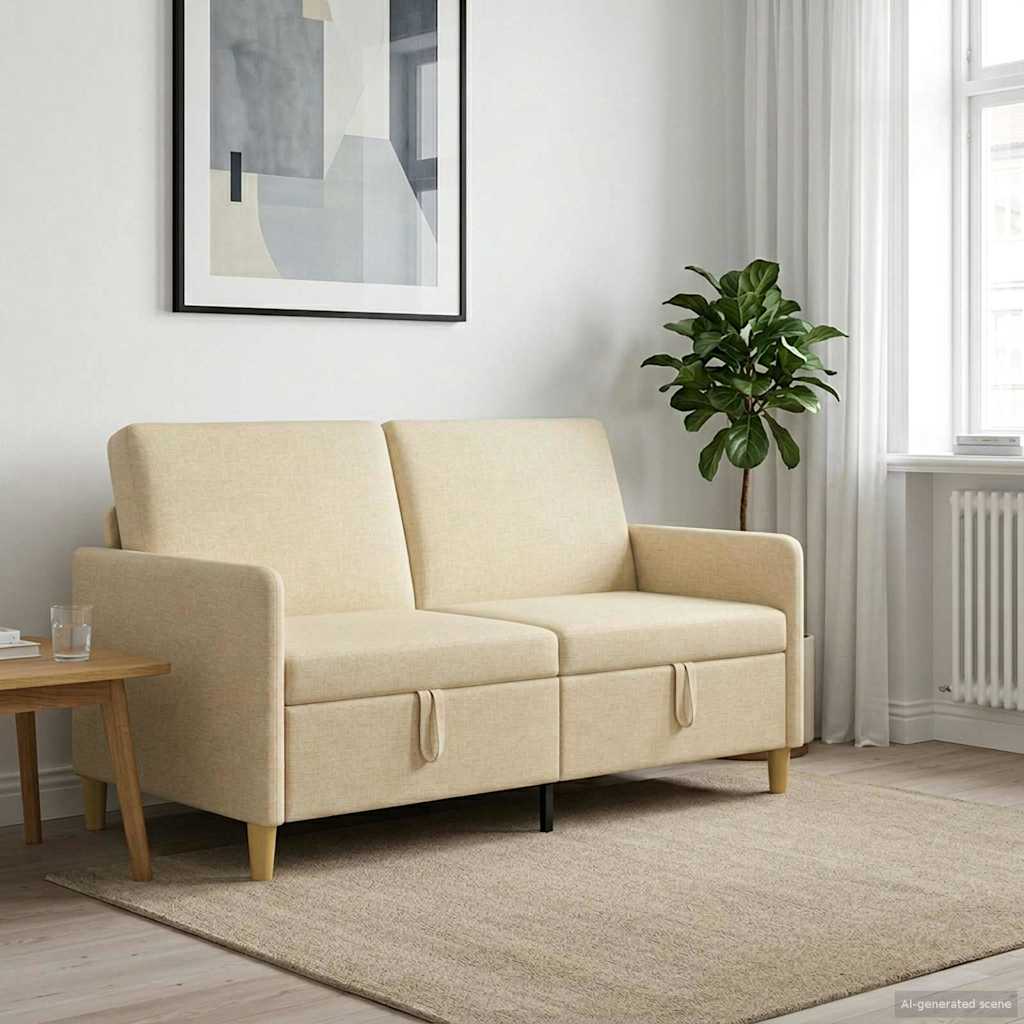 Sofa med opbevaring Cremefarvet 152 x 78 x 87 cm Polyester