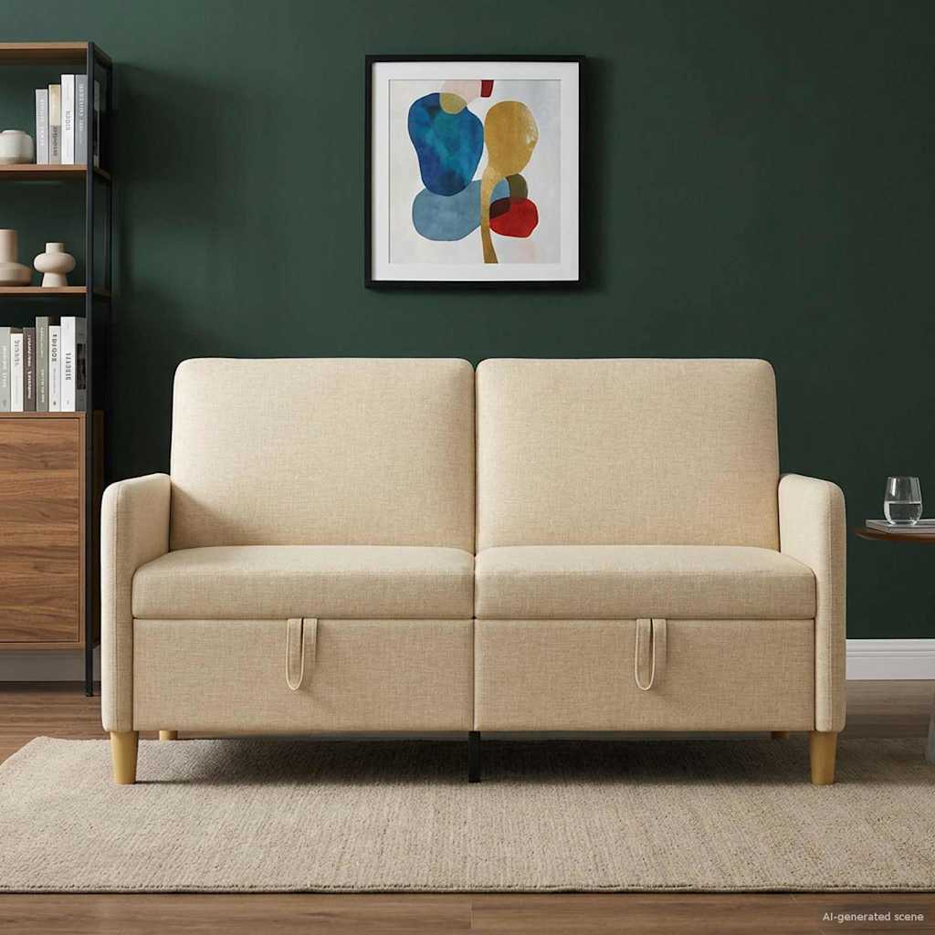 Sofa med opbevaring Cremefarvet 152 x 78 x 87 cm Polyester