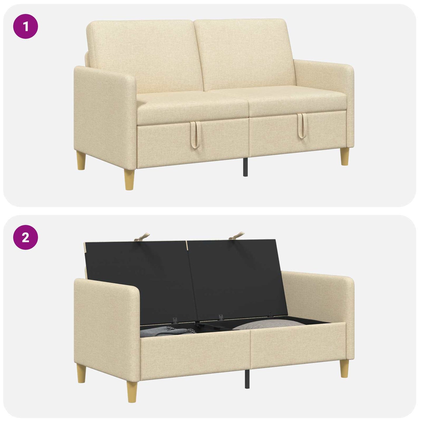 Sofa med opbevaring Cremefarvet 152 x 78 x 87 cm Polyester