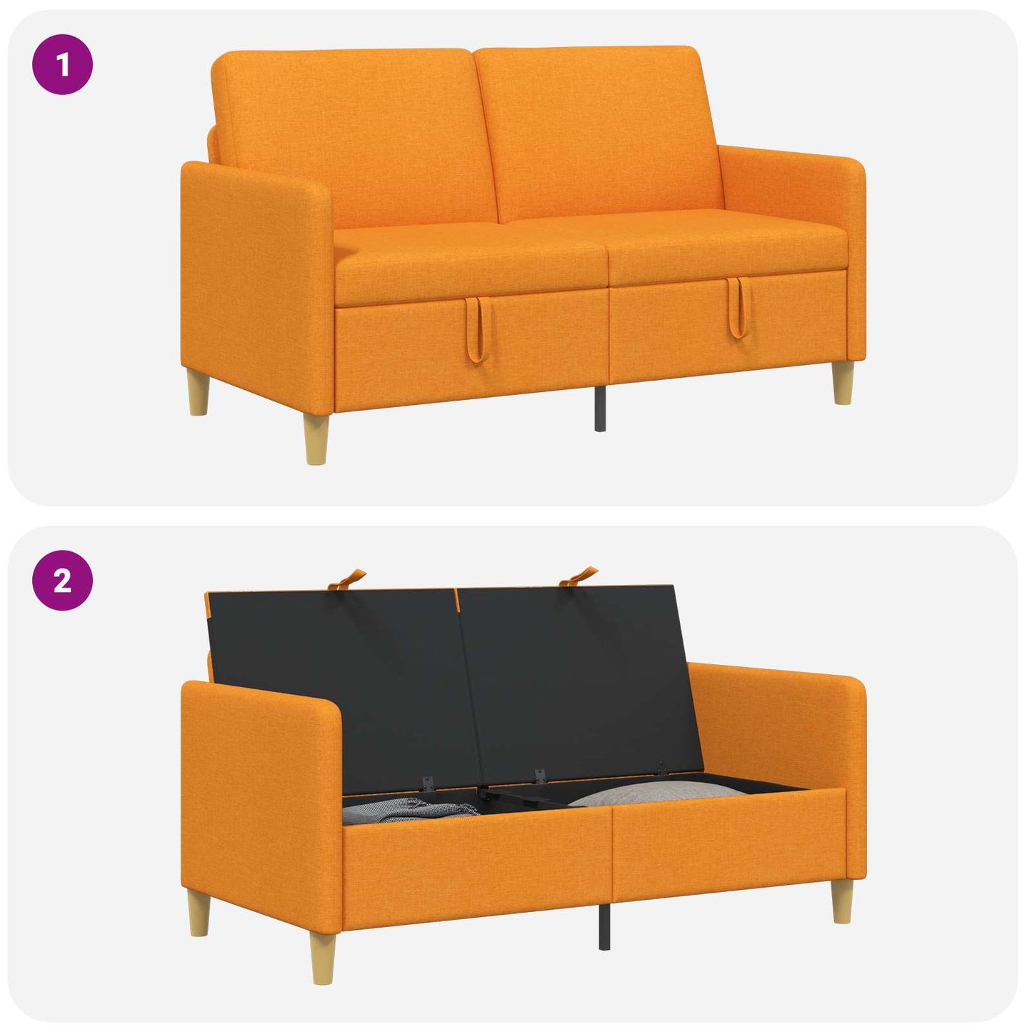 Sofa med opbevaring Mørk Gul 152 x 78 x 87 cm Polyester