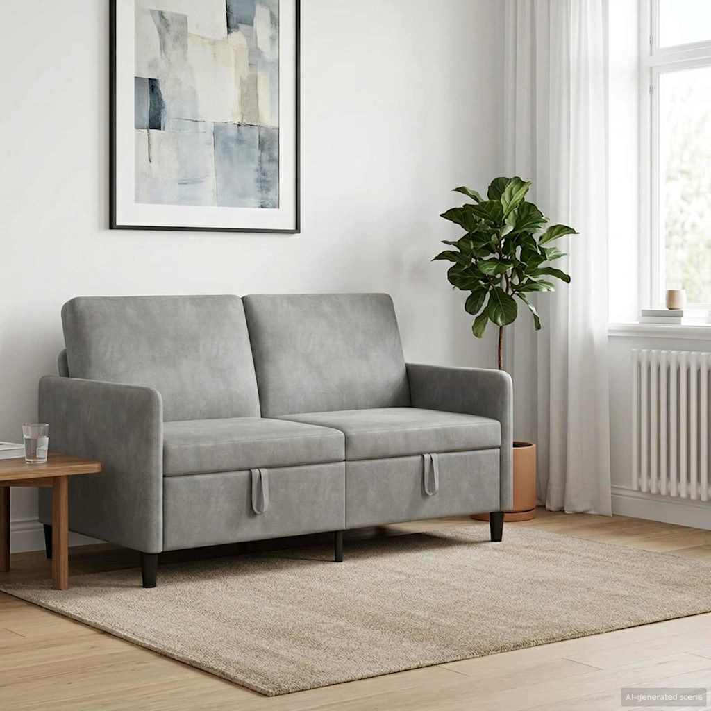 Sofa med opbevaring Lysegrå 152 x 78 x 87 cm Polyester