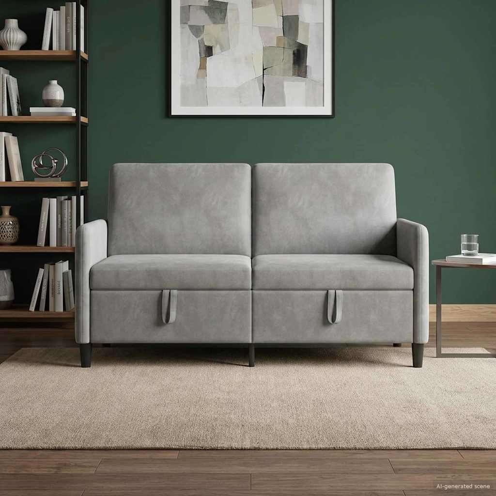 Sofa med opbevaring Lysegrå 152 x 78 x 87 cm Polyester