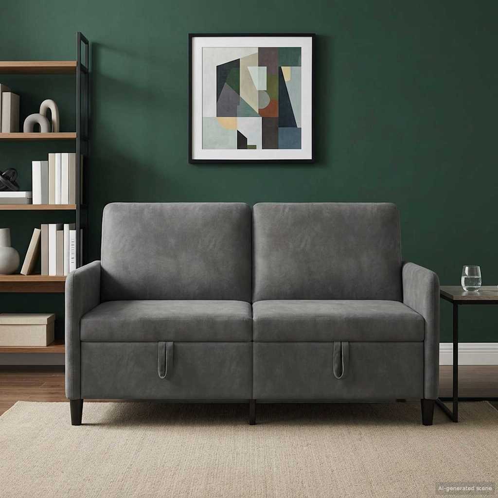 Sofa med opbevaring Mørkegrå 152 x 78 x 87 cm Polyester