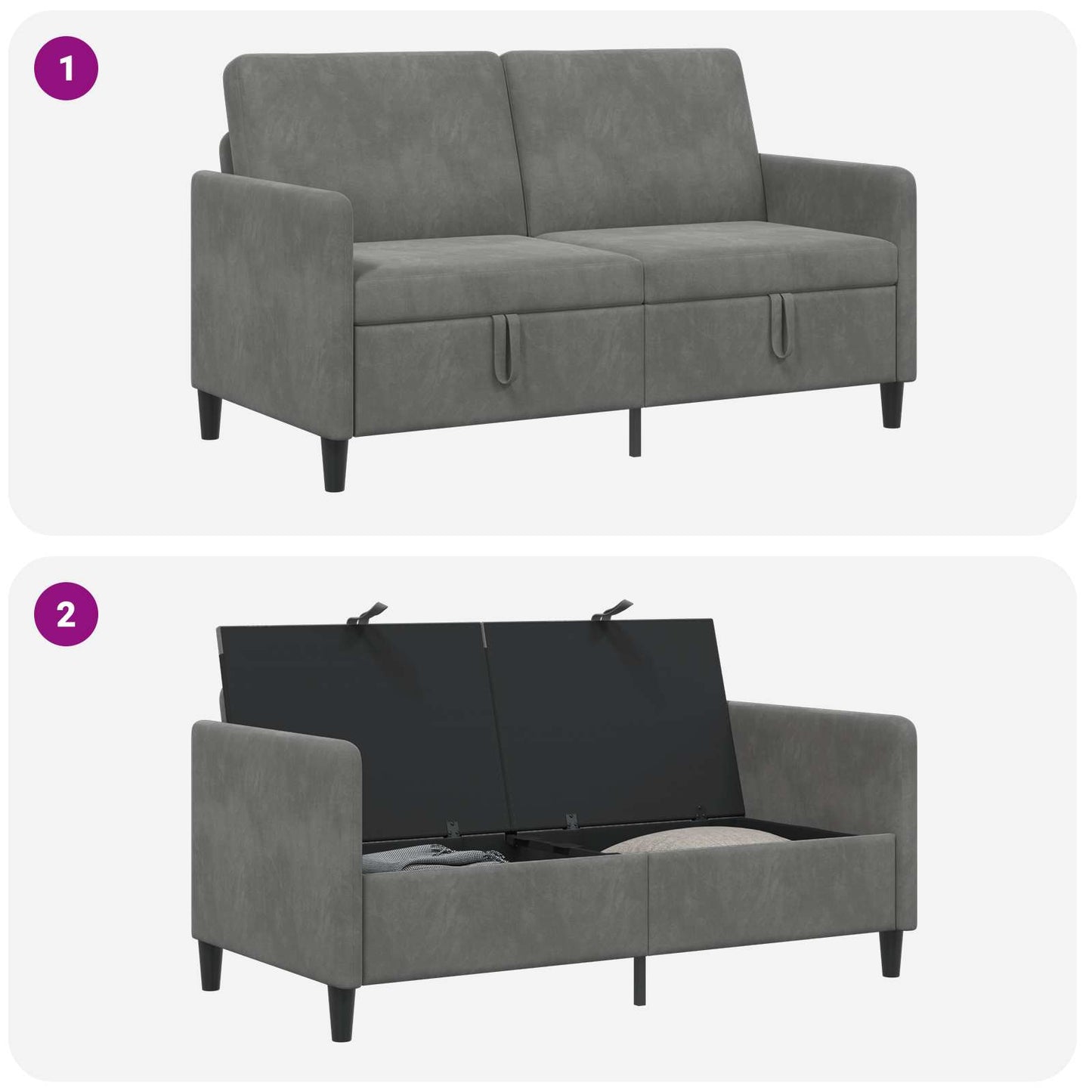 Sofa med opbevaring Mørkegrå 152 x 78 x 87 cm Polyester