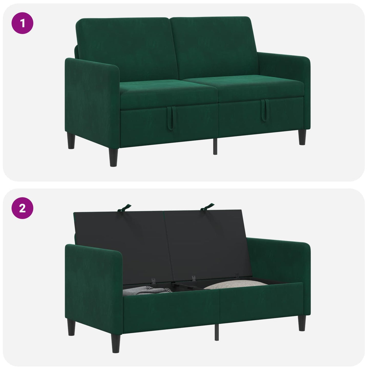 Sofa med opbevaring Mørkegrøn 152 x 78 x 87 cm Polyester