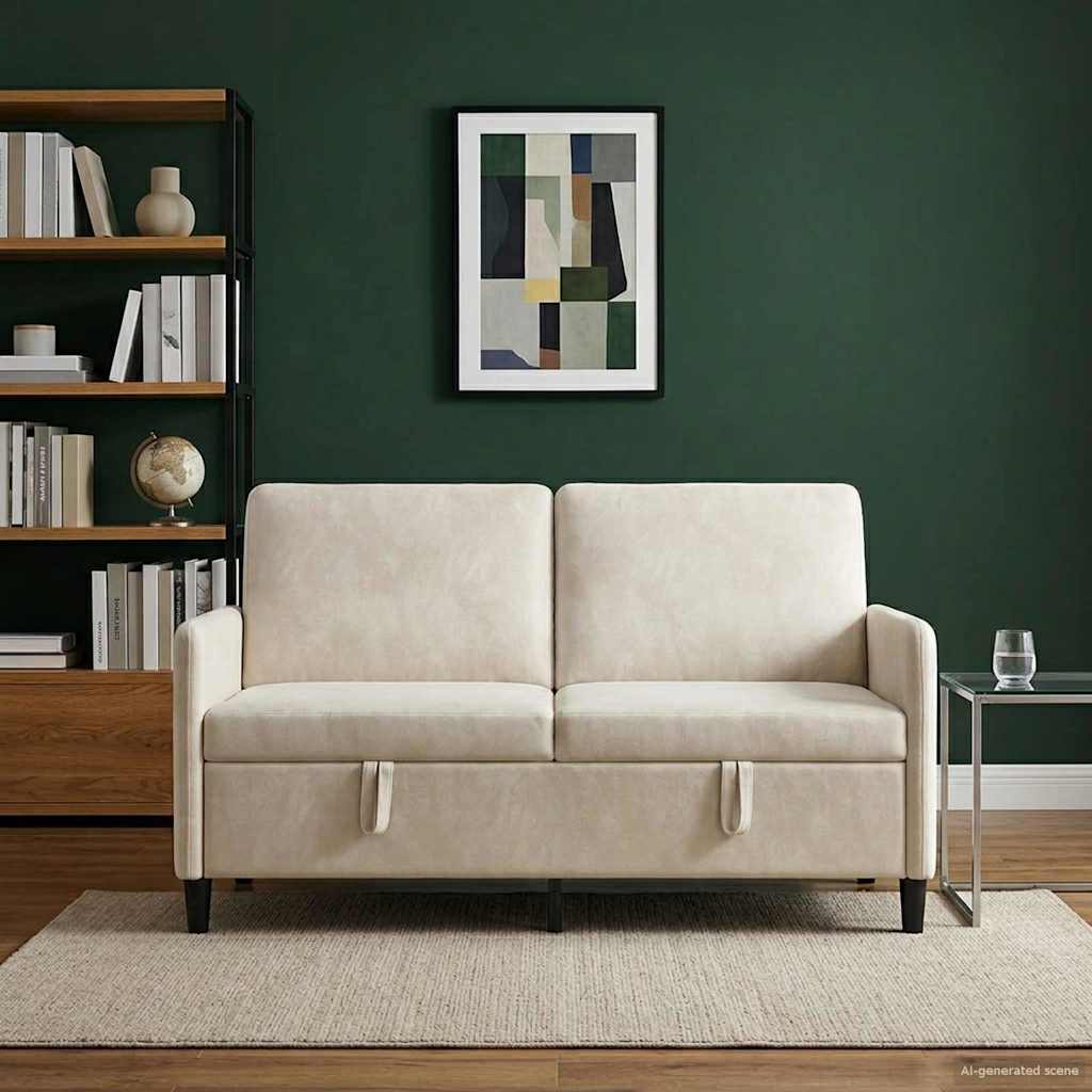 Sofa med opbevaring Cremefarvet 152 x 78 x 87 cm Polyester