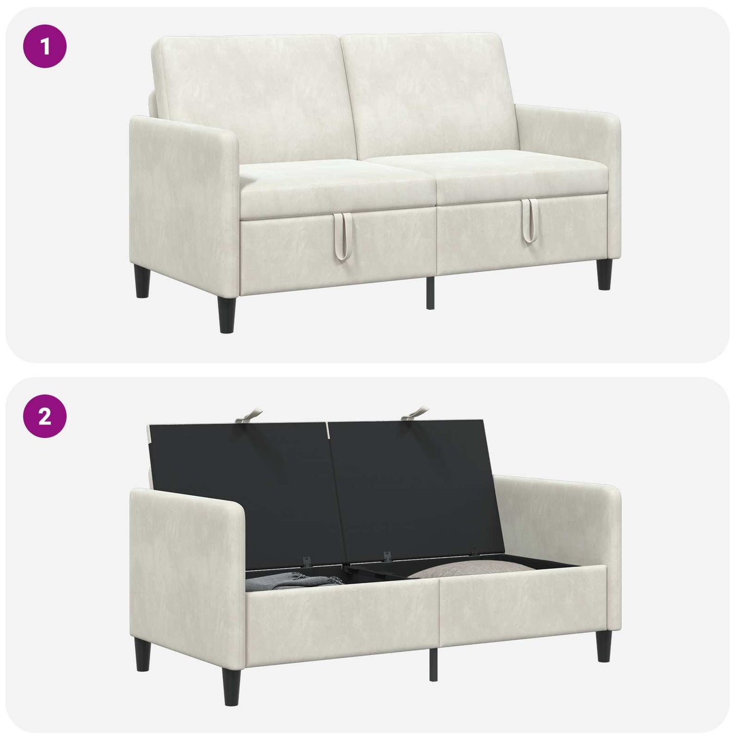 Sofa med opbevaring Cremefarvet 152 x 78 x 87 cm Polyester