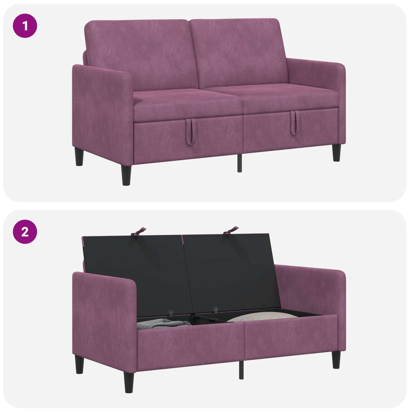 Sofa med opbevaring Lilla 152 x 78 x 87 cm Polyester