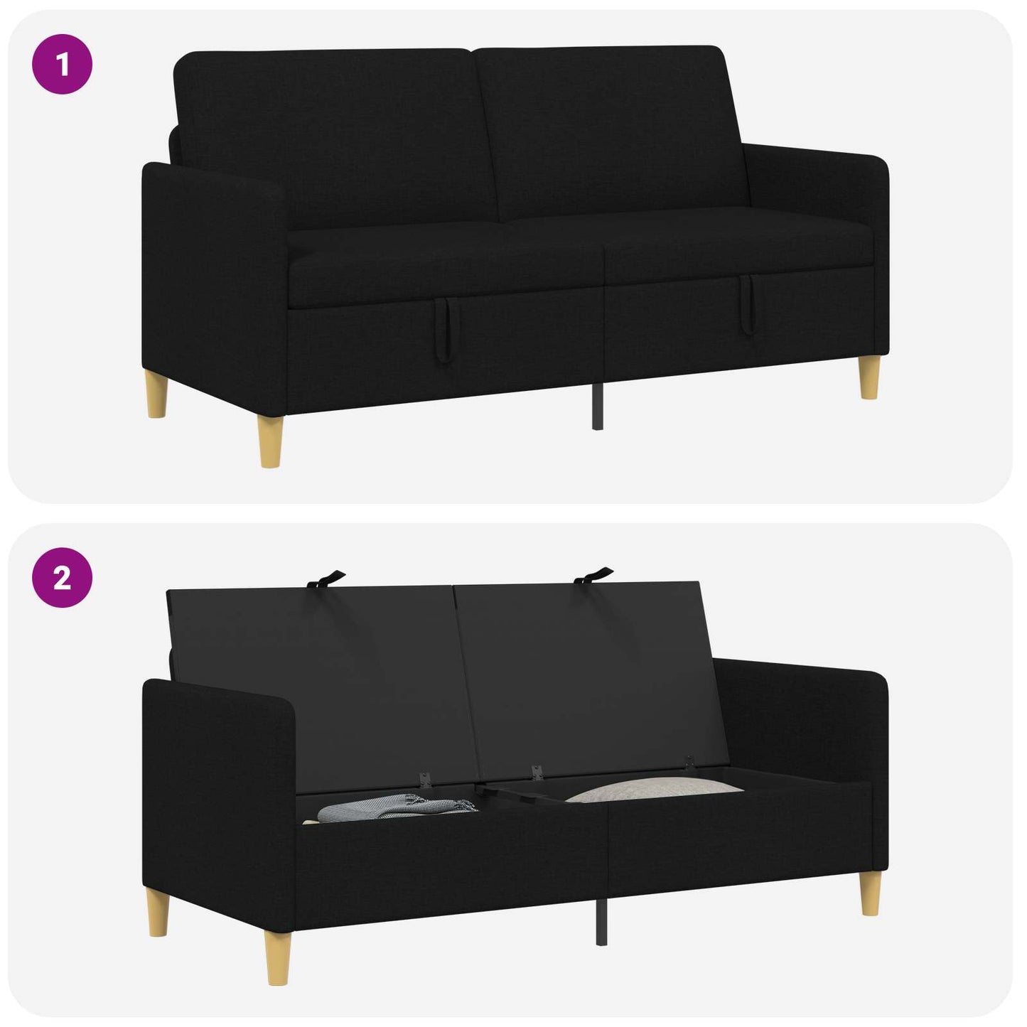 Sofa med opbevaring Sort 172 x 78 x 87 cm Polyester