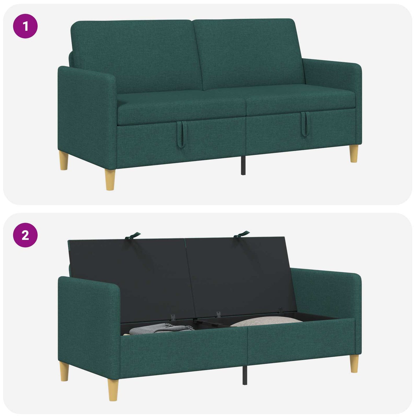 Sofa med opbevaring Mørkegrøn 172 x 78 x 87 cm Polyester