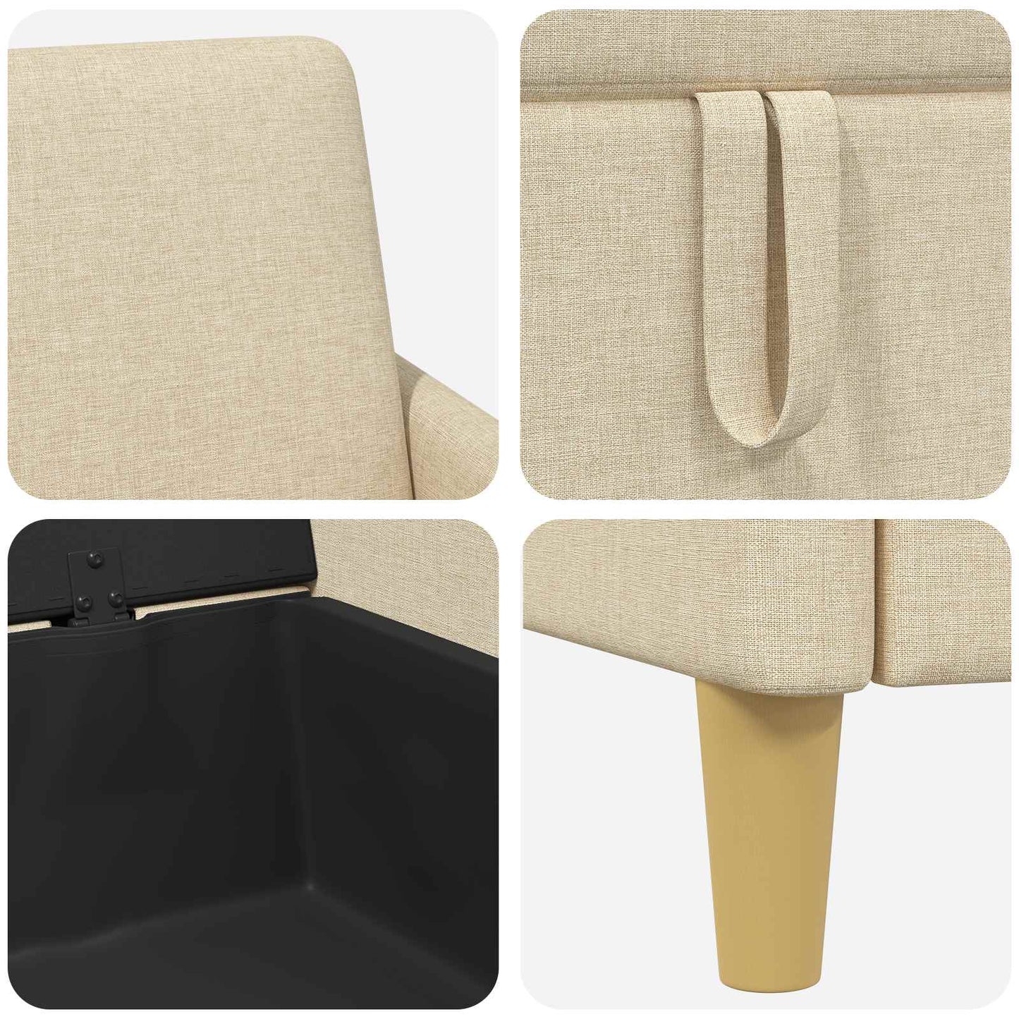 Sofa med opbevaring Cremefarvet 172 x 78 x 87 cm Polyester