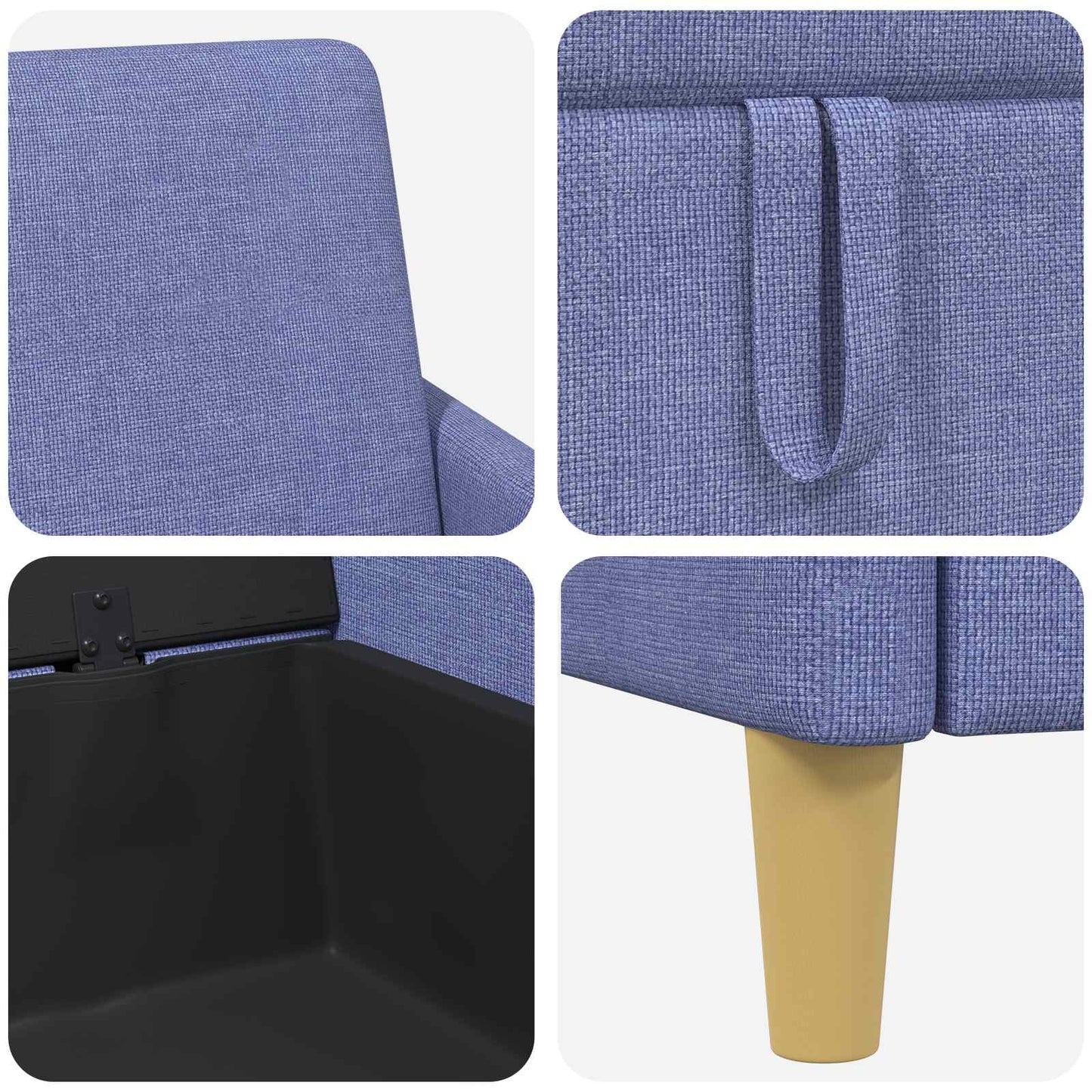 Sofa med opbevaring Jeans blå 172 x 78 x 87 cm Polyester