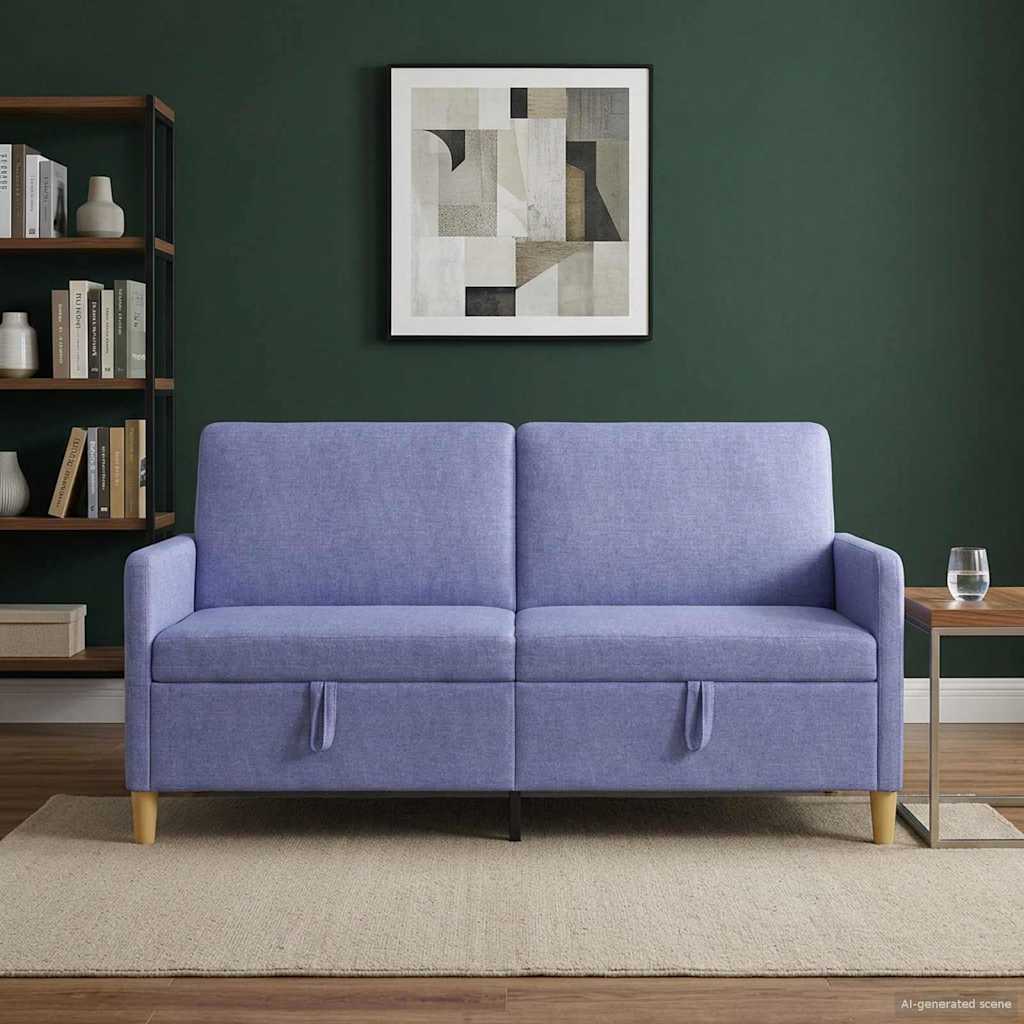 Sofa med opbevaring Jeans blå 172 x 78 x 87 cm Polyester