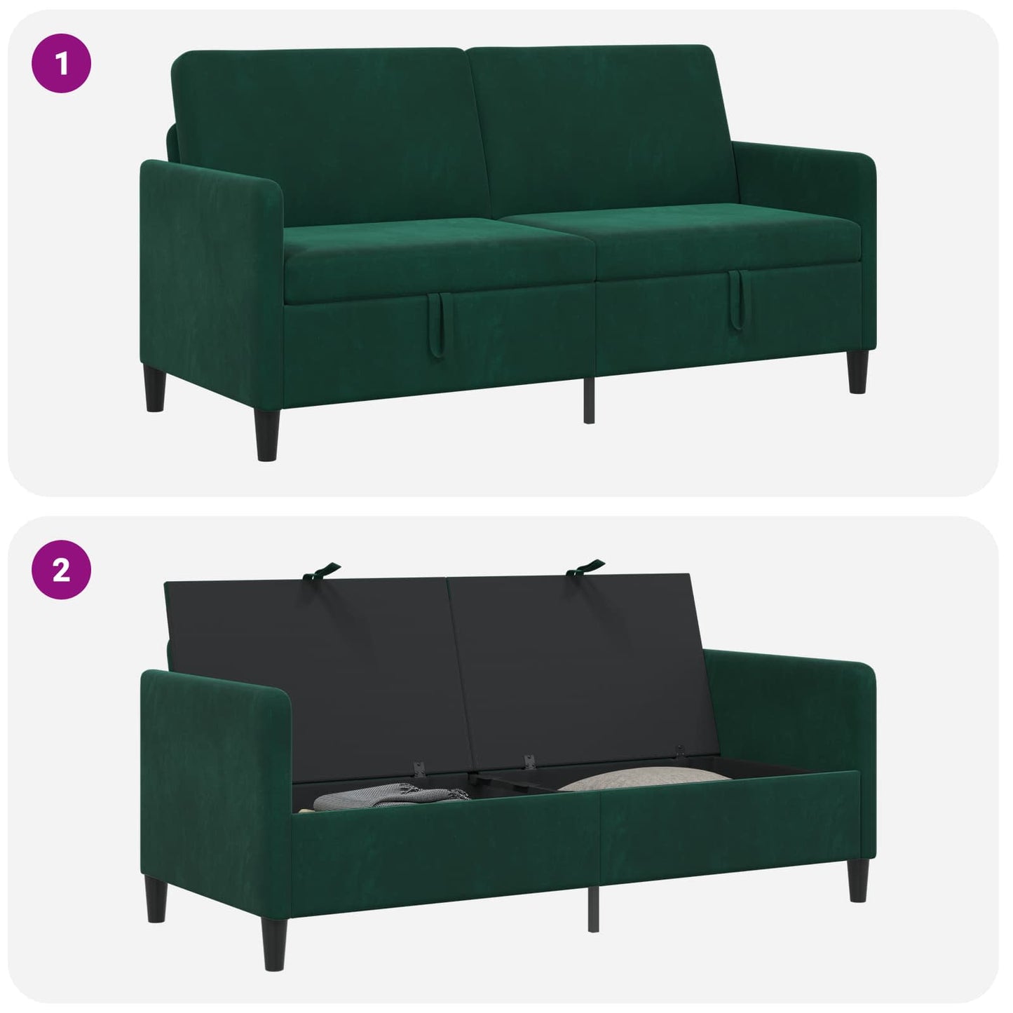 Sofa med opbevaring Mørkegrøn 172 x 78 x 87 cm Polyester