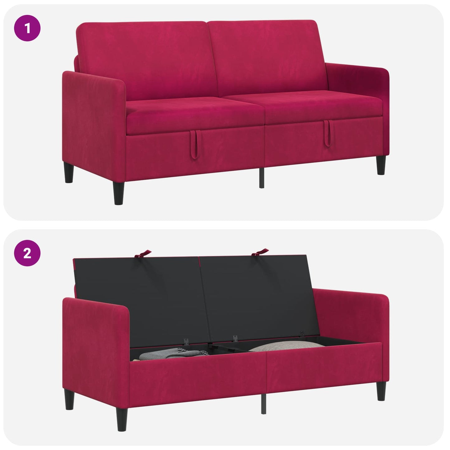 Sofa med opbevaring Vinrød 172 x 78 x 87 cm Polyester