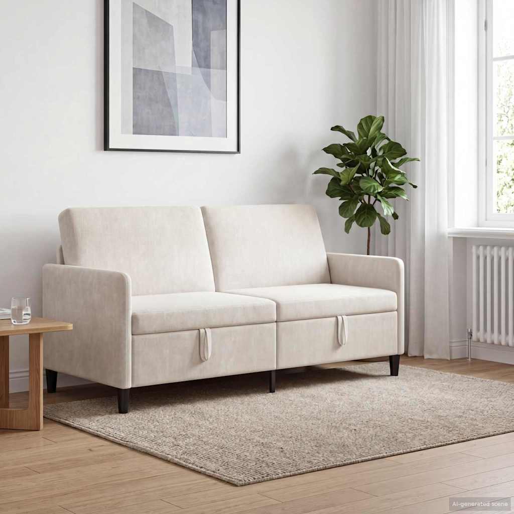 Sofa med opbevaring Cremefarvet 172 x 78 x 87 cm Polyester