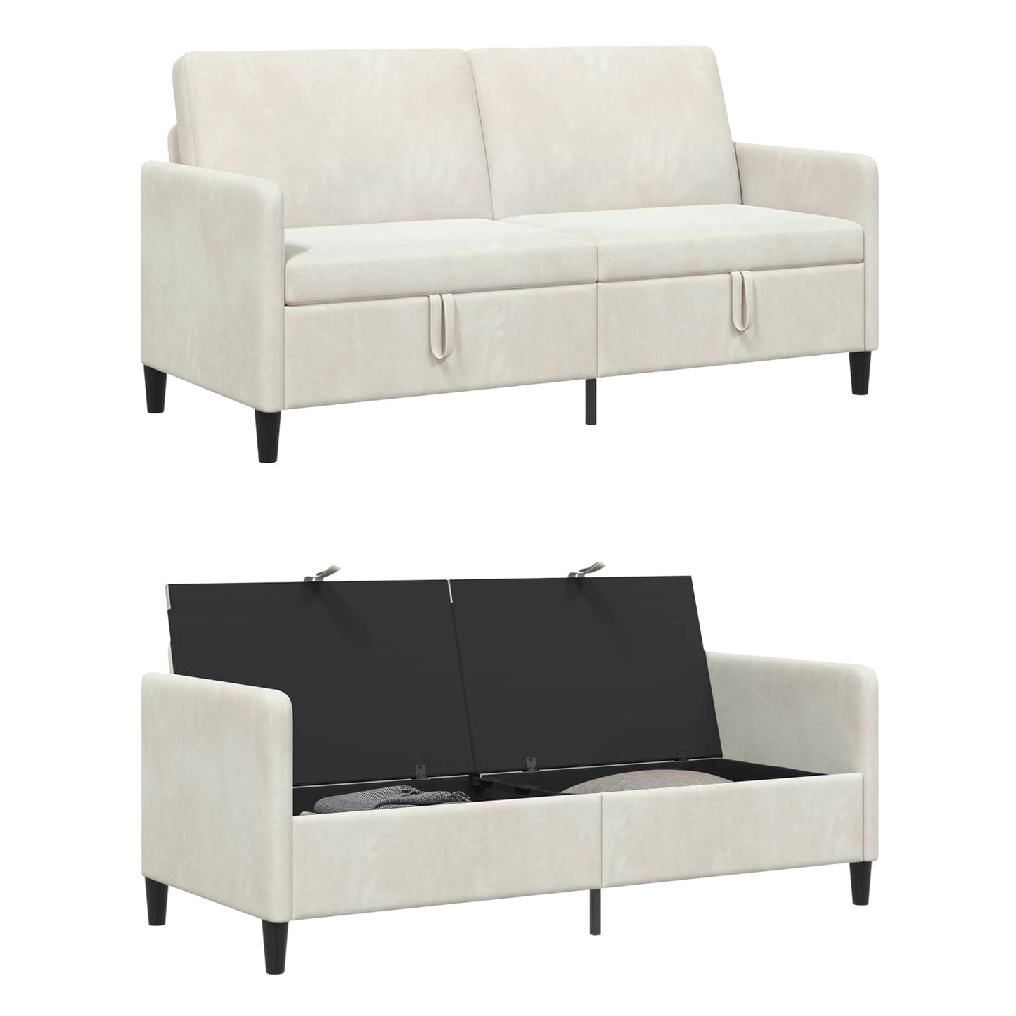 Sofa med opbevaring Cremefarvet 172 x 78 x 87 cm Polyester