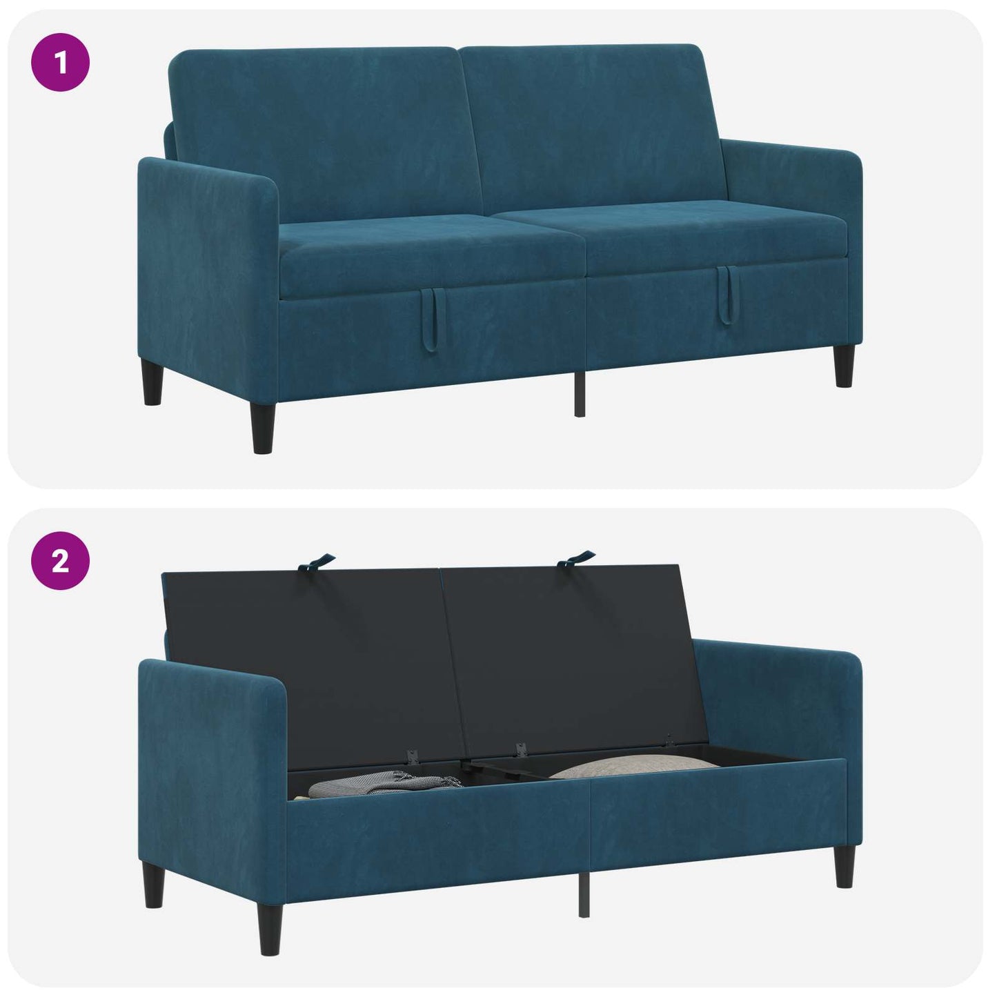 Sofa med opbevaring Blå 172 x 78 x 87 cm Polyester