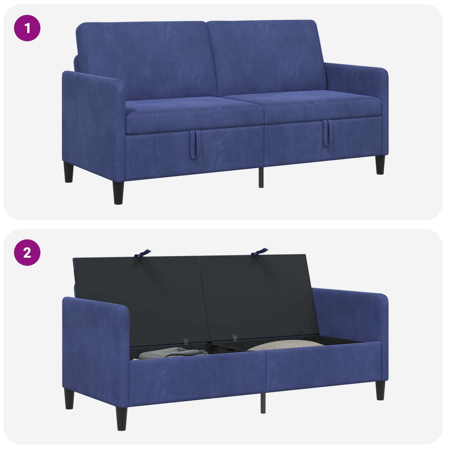Sofa med opbevaring Politi blå 172 x 78 x 87 cm Polyester