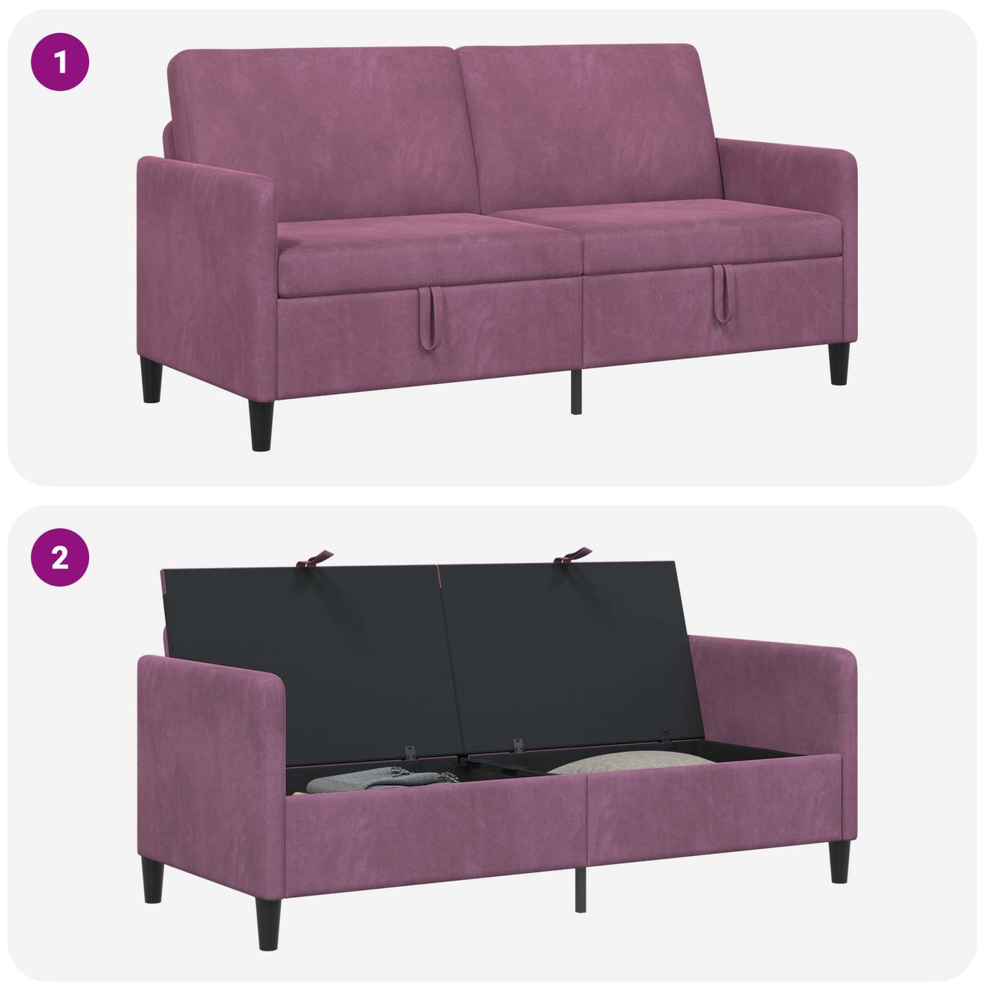 Sofa med opbevaring Lilla 172 x 78 x 87 cm Polyester