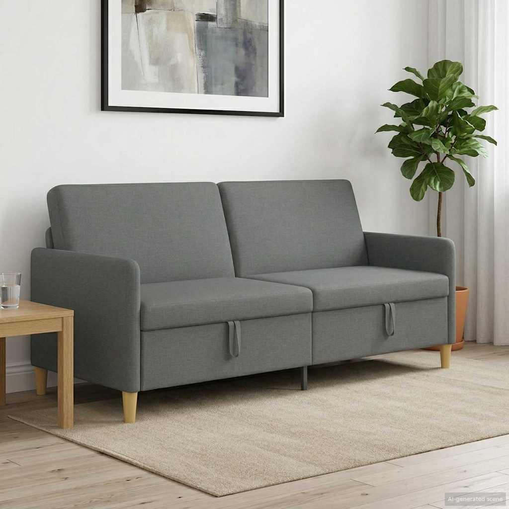 Sofa med opbevaring Mørkegrå 192 x 78 x 87 cm Polyester