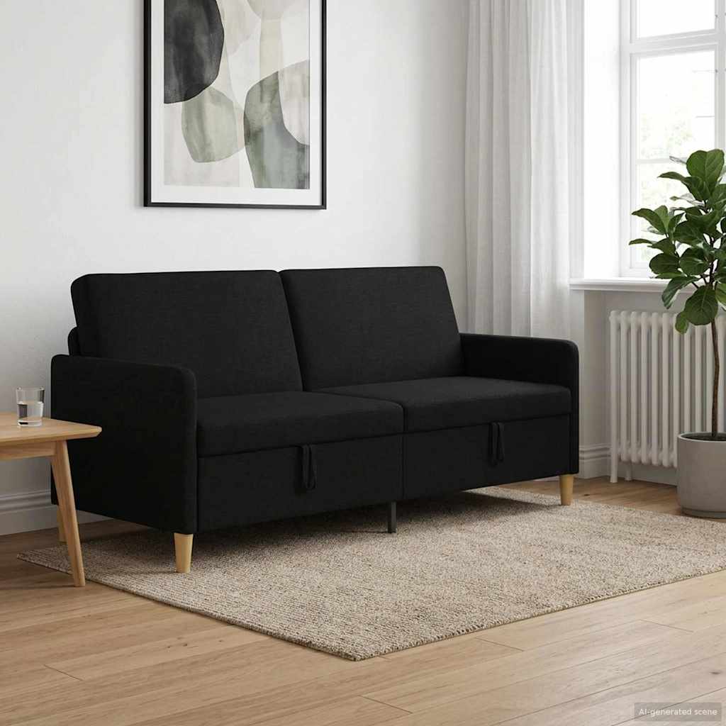 Sofa med opbevaring Sort 192 x 78 x 87 cm Polyester