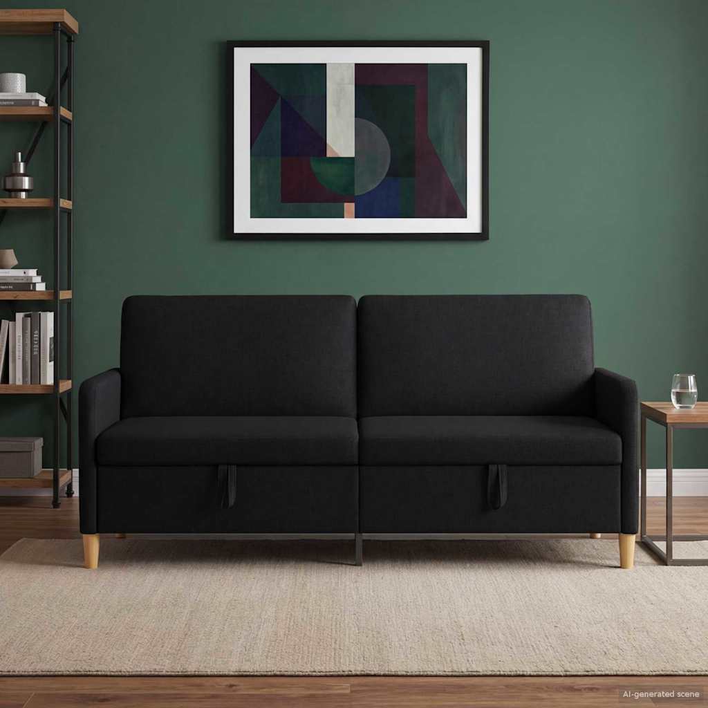 Sofa med opbevaring Sort 192 x 78 x 87 cm Polyester