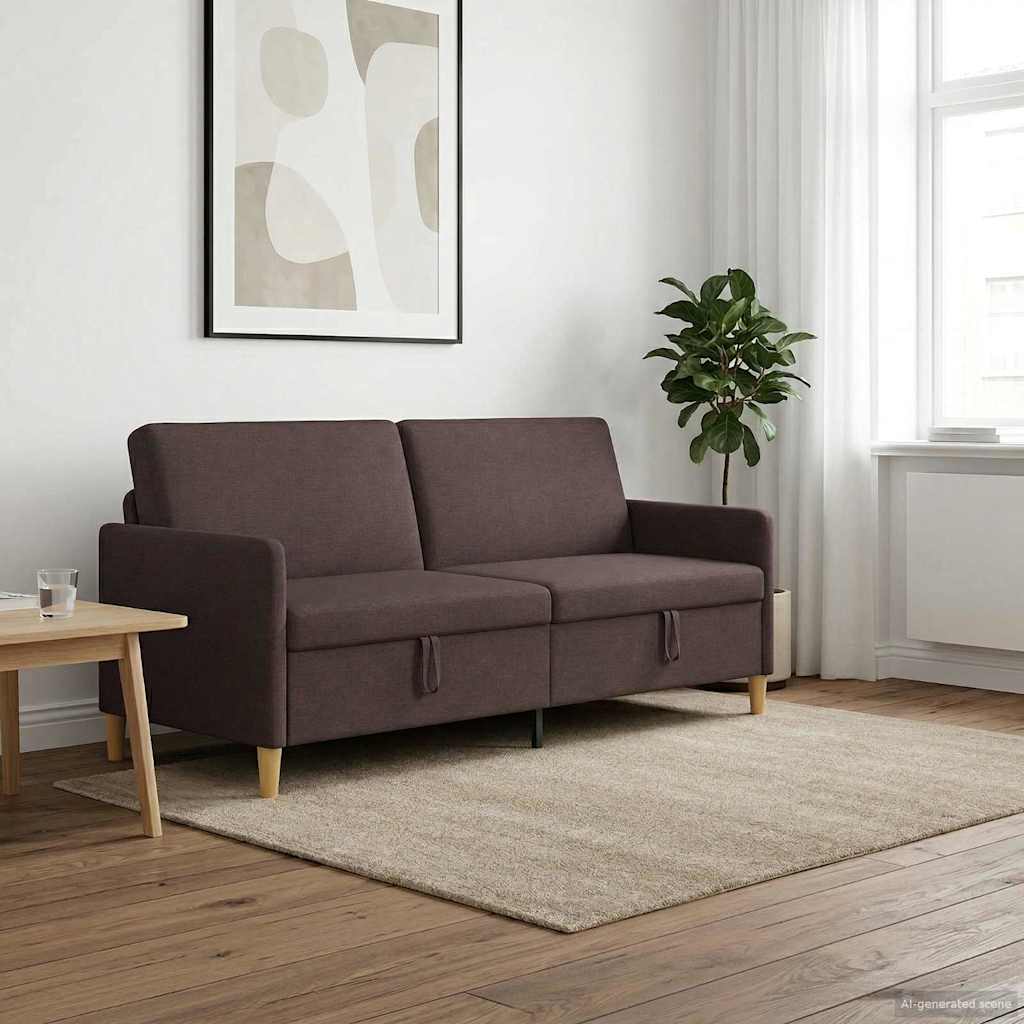Sofa med opbevaring Mørk Brun 192 x 78 x 87 cm Polyester