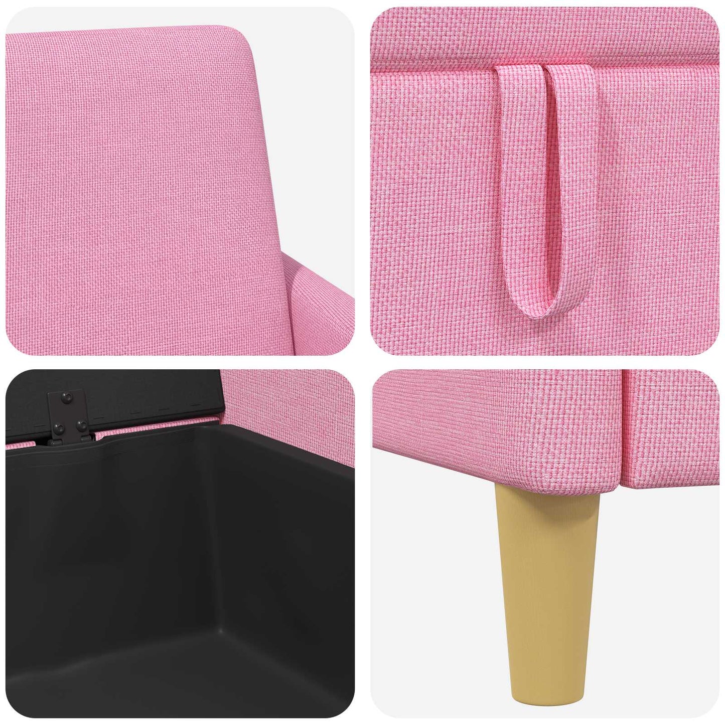 Sofa med opbevaring Lyserød 192 x 78 x 87 cm Polyester