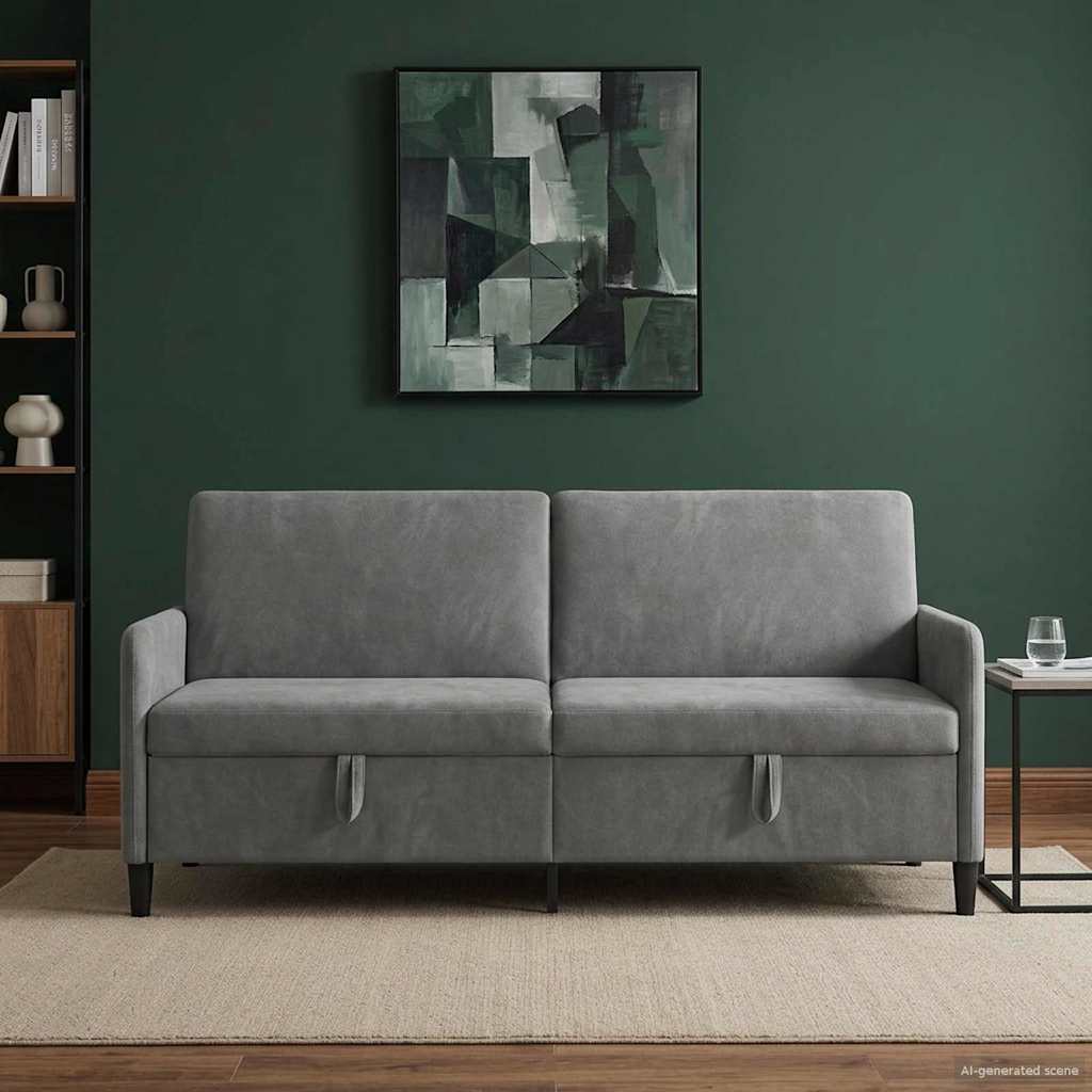 Sofa med opbevaring Mørkegrå 192 x 78 x 87 cm Polyester
