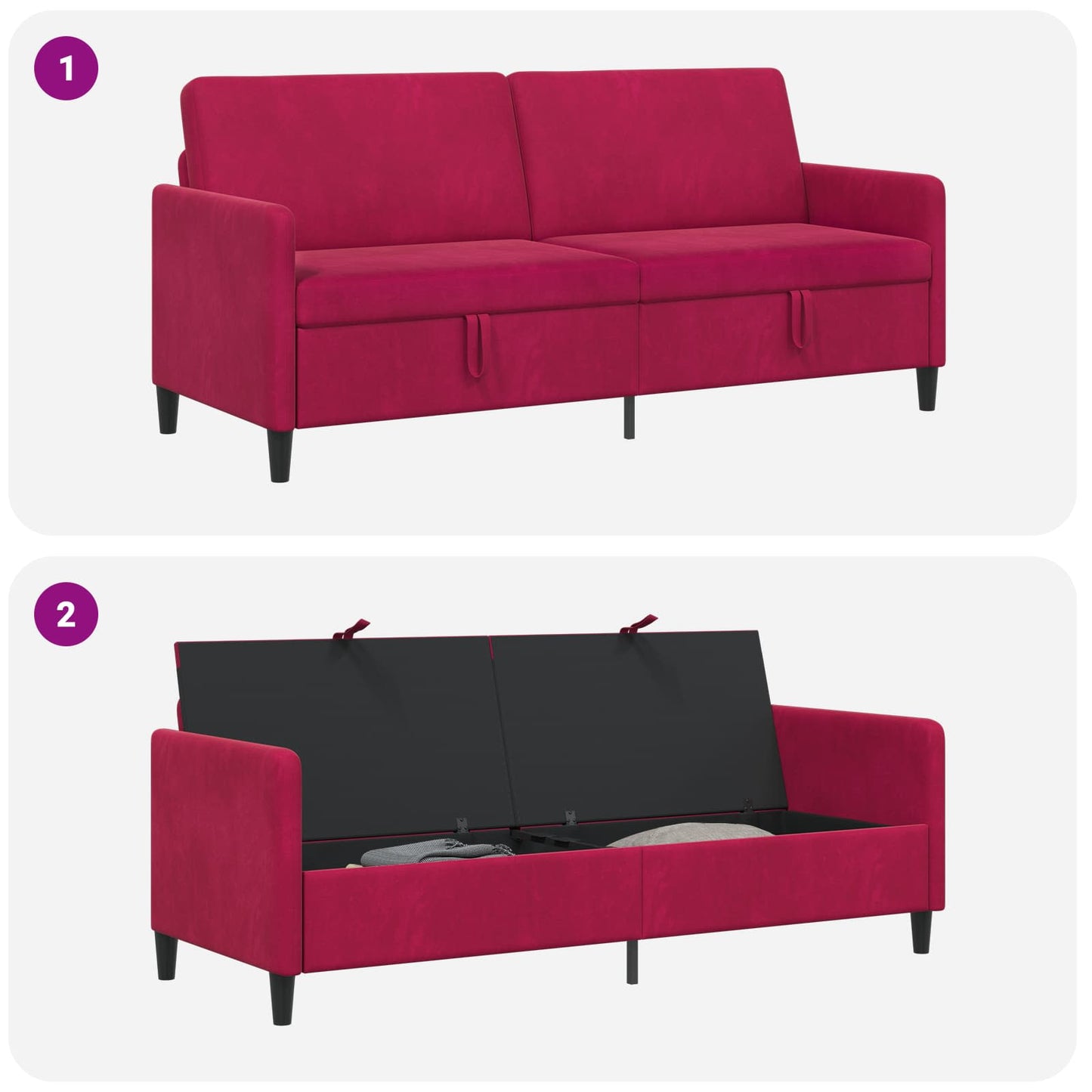 Sofa med opbevaring Vinrød 192 x 78 x 87 cm Polyester
