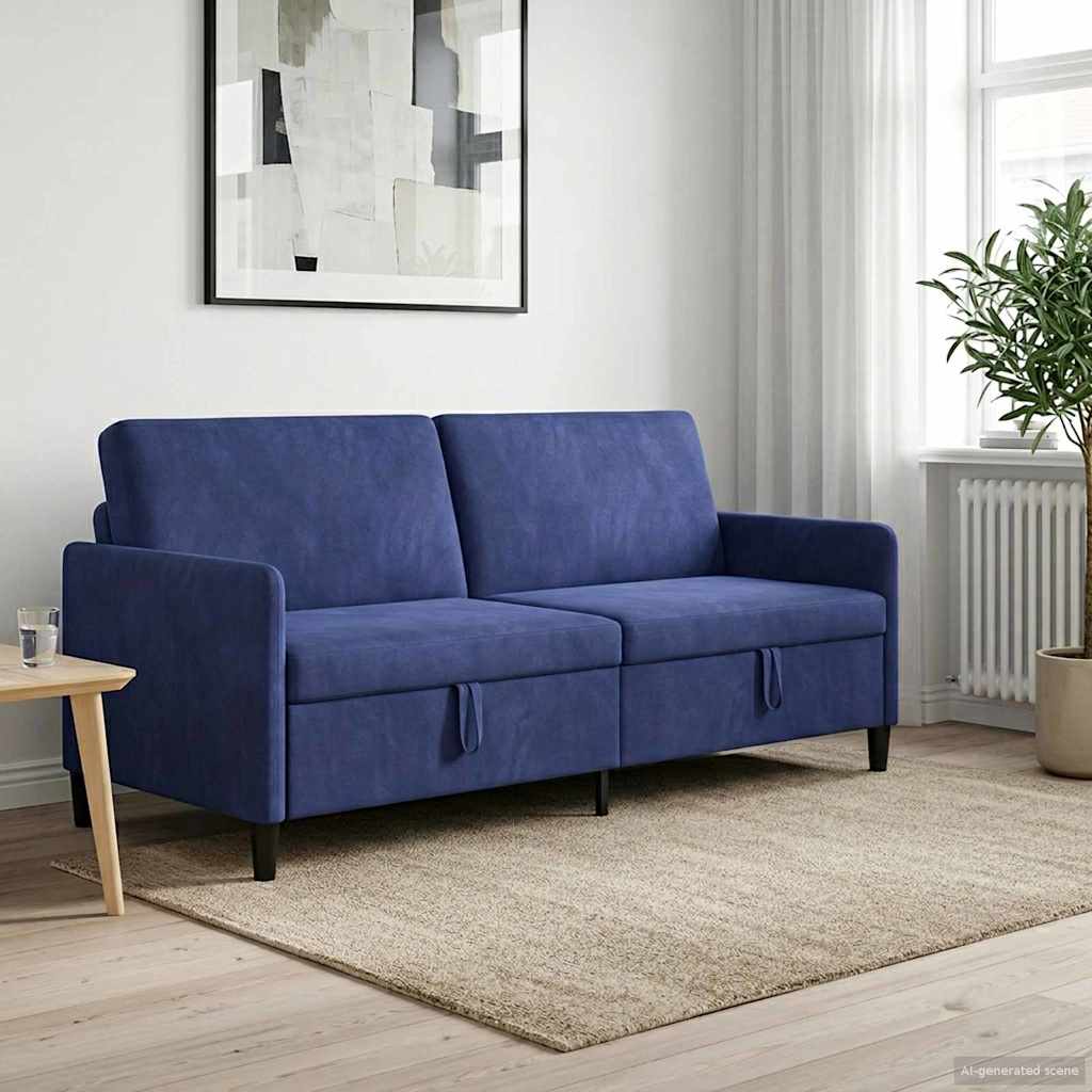 Sofa med opbevaring Politi blå 192 x 78 x 87 cm Polyester