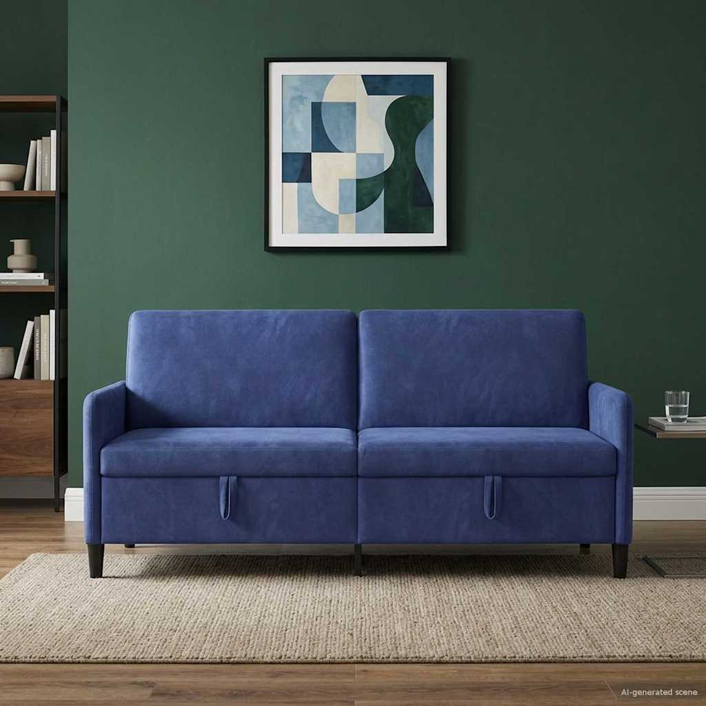 Sofa med opbevaring Politi blå 192 x 78 x 87 cm Polyester