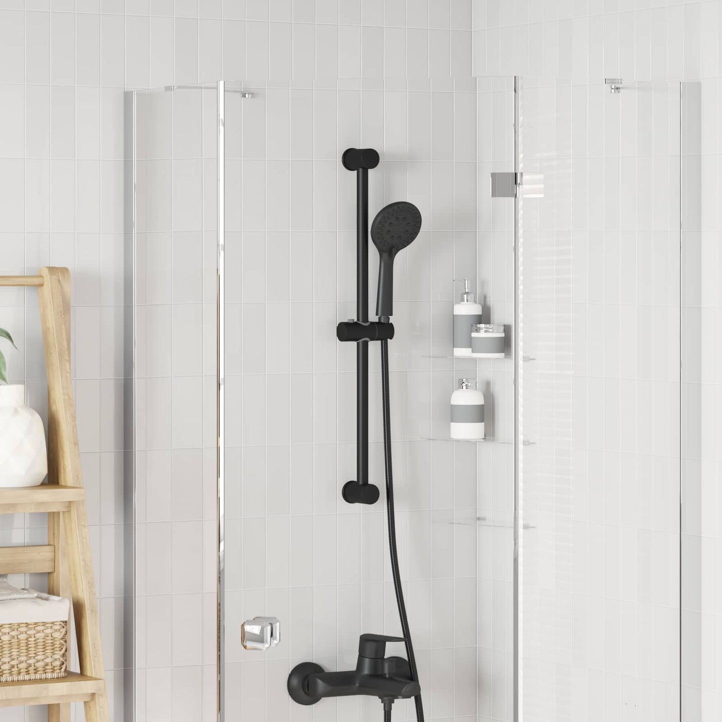 Brusehovedholder Sort 71 cm Rustfrit stål
