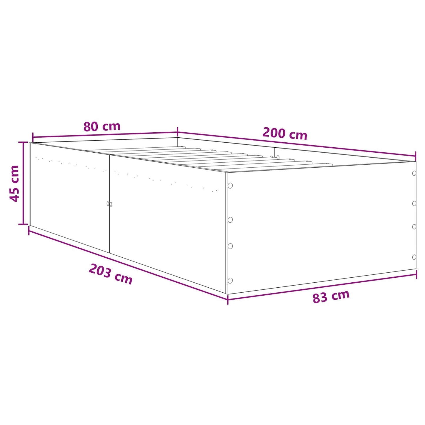 Gulvsengramme Gammelt træ 80 x 200 cm Konstrueret træ