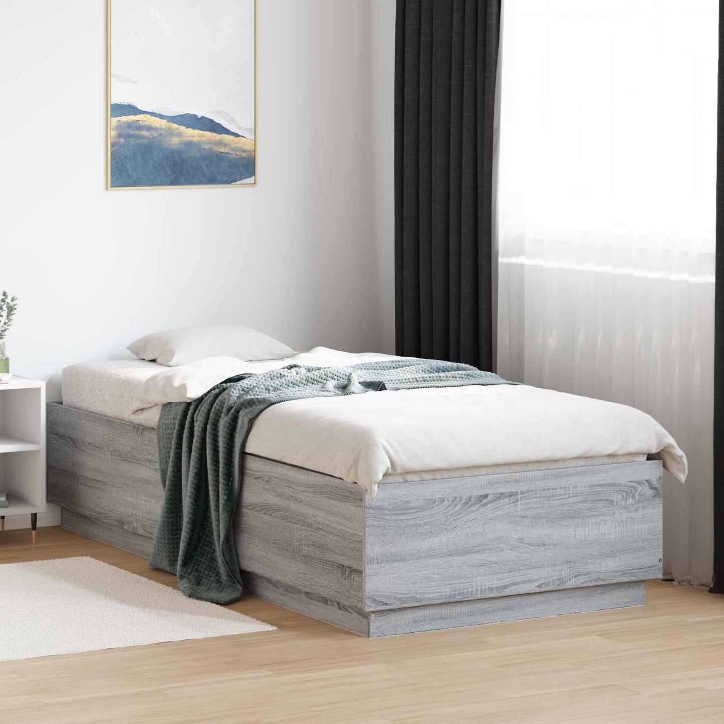 Senge ramme med LED Grå Sonoma 80 x 200 cm Konstrueret træ