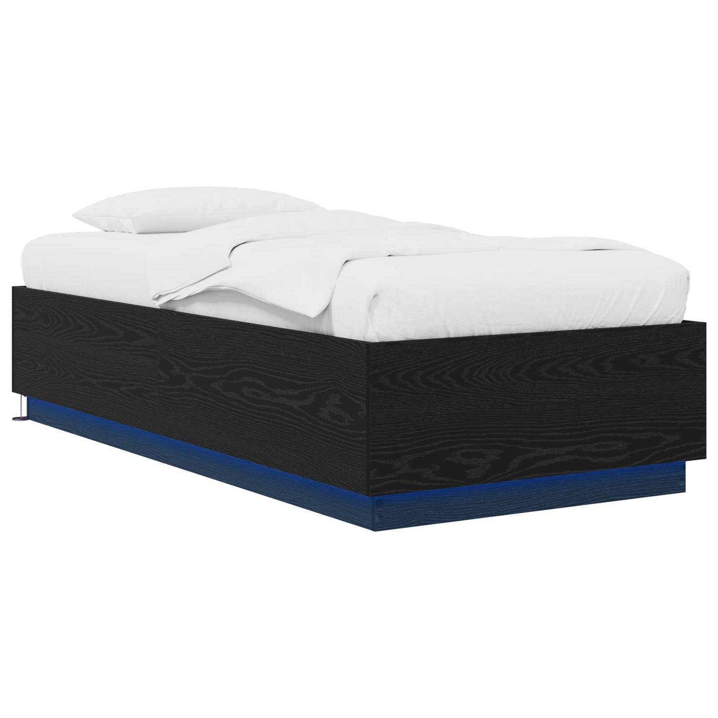 Senge ramme med LED Sort eg 80 x 200 cm Konstrueret træ