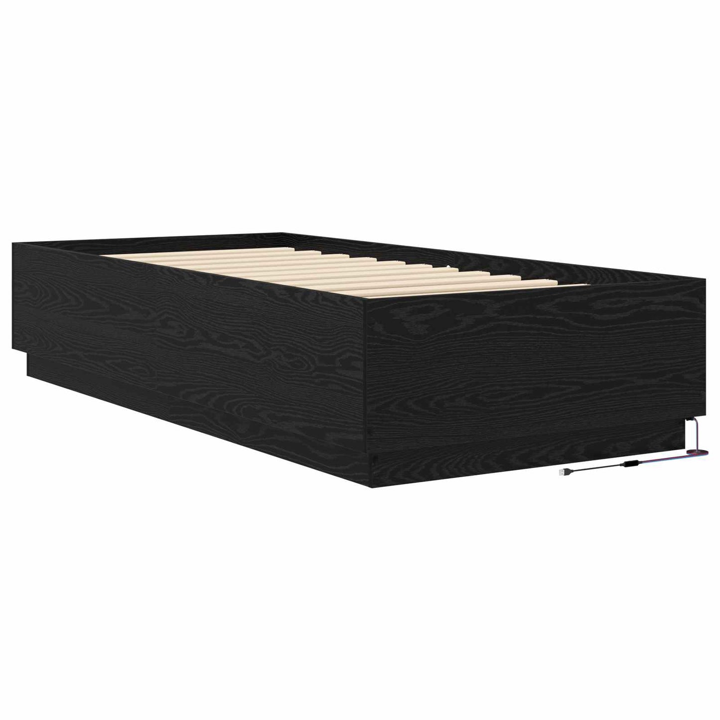 Senge ramme med LED Sort eg 80 x 200 cm Konstrueret træ