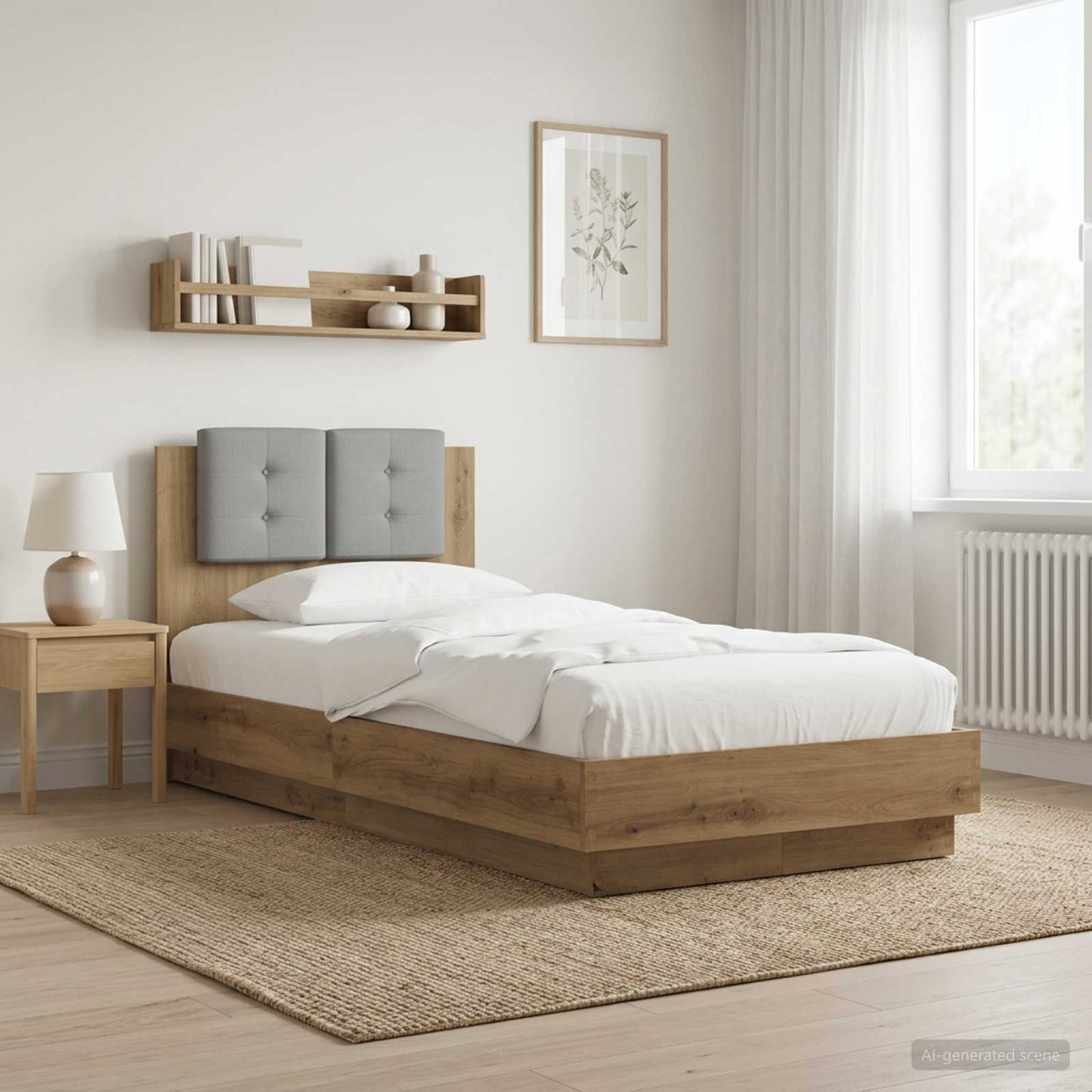 Sengestel med hovedgærde Artisan-eg 80 x 200 cm Konstrueret træ
