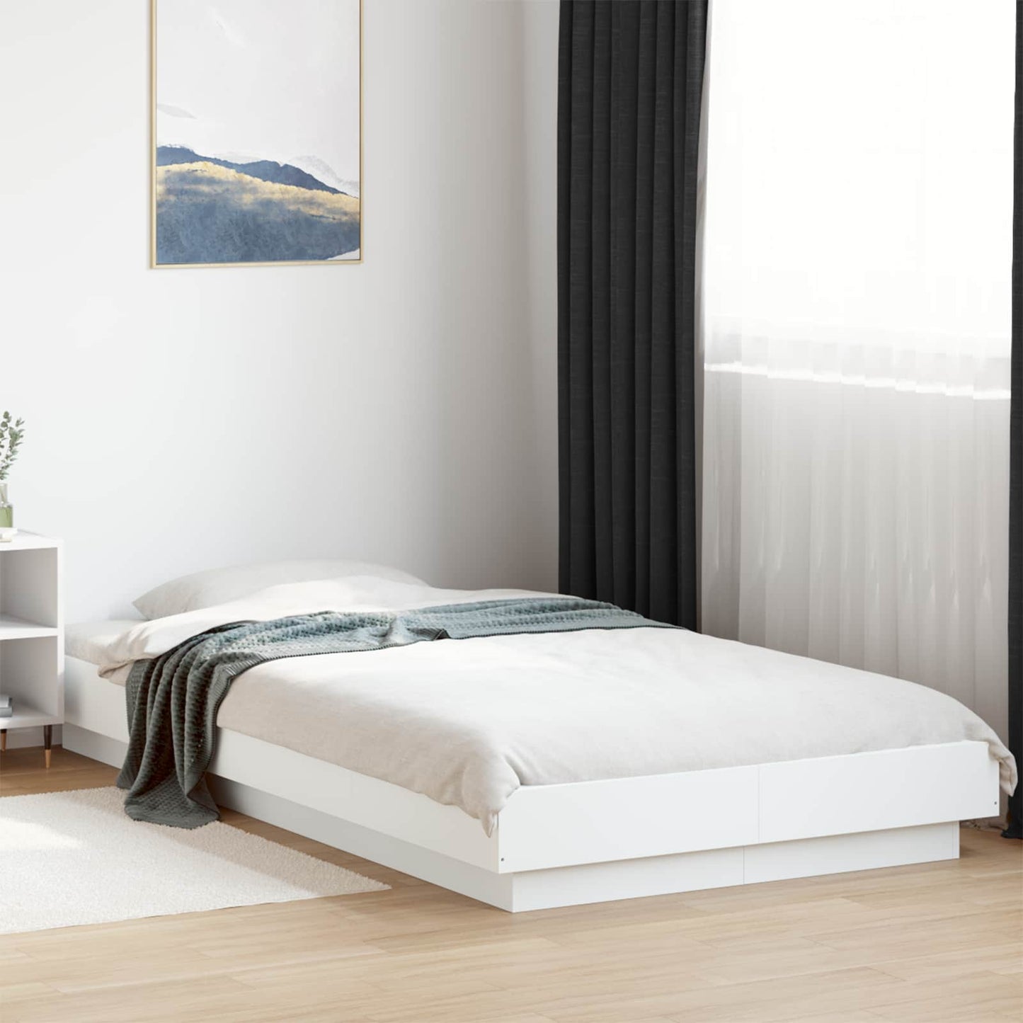 Senge ramme med LED Hvid 80 x 200 cm Konstrueret træ