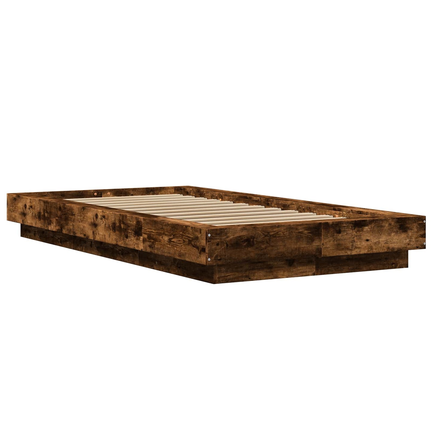 Senge ramme med LED Røget eg 80 x 200 cm Konstrueret træ