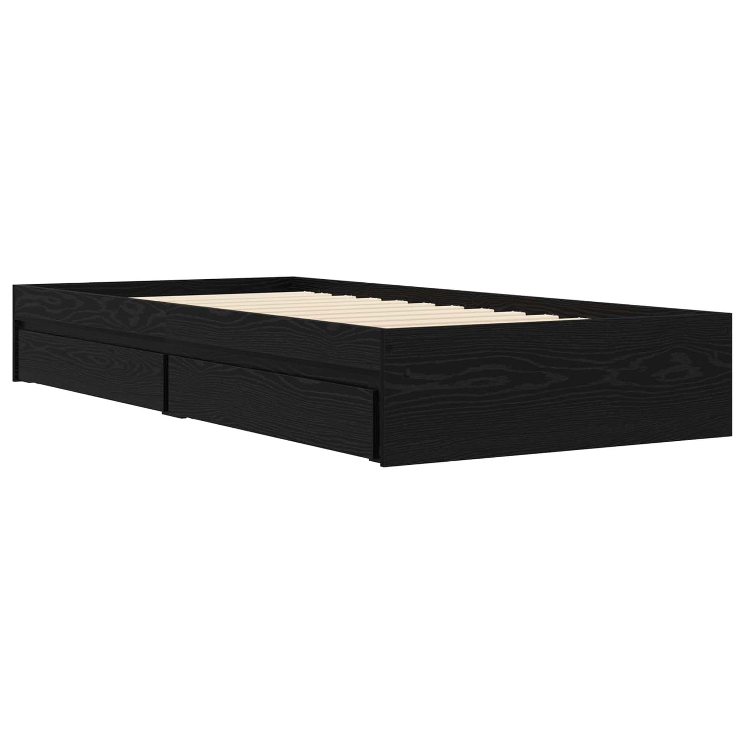 Sengestel med opbevaring Sort eg 80 x 200 cm Konstrueret træ