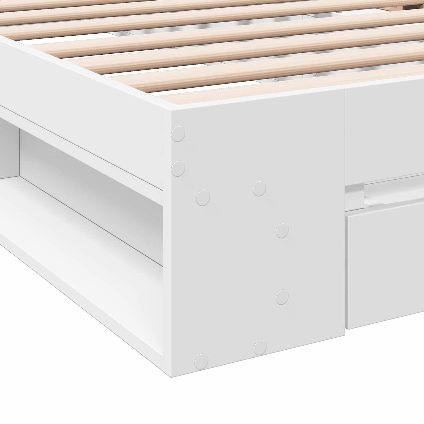 Sengestel med opbevaring Hvid 80 x 200 cm Konstrueret træ