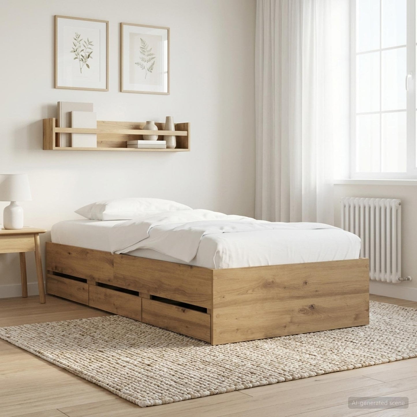 Sengestel med opbevaring Artisan-eg 80 x 200 cm Konstrueret træ