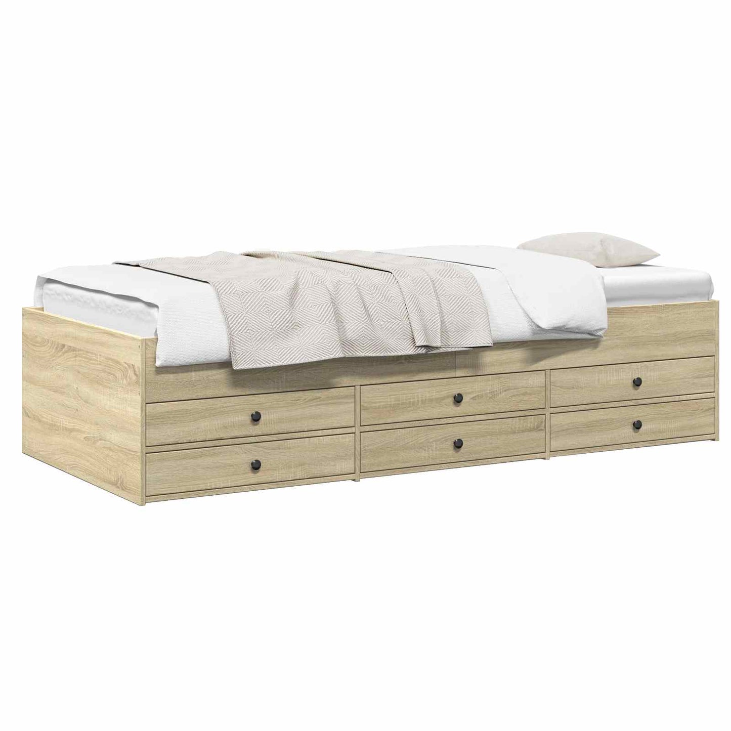 Sengestel med opbevaring Sonoma-eg 80 x 200 cm Konstrueret træ